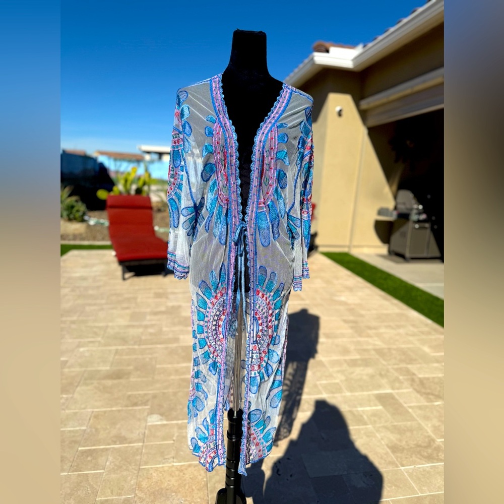 White Sheer Floral Cardigan one size fits most
